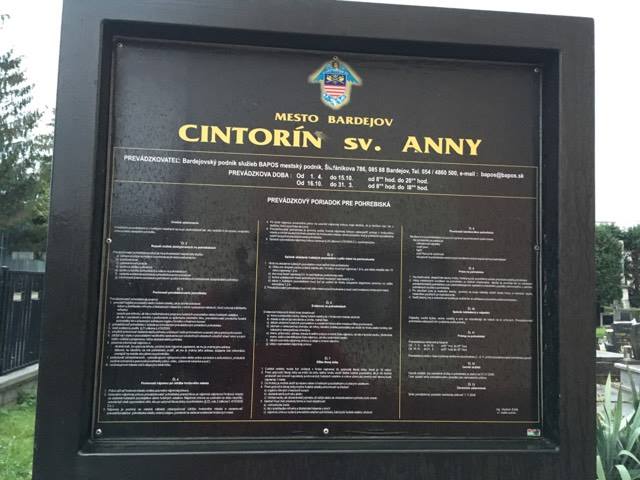 Prevádzkový poriadok Cintorína sv. Anny
